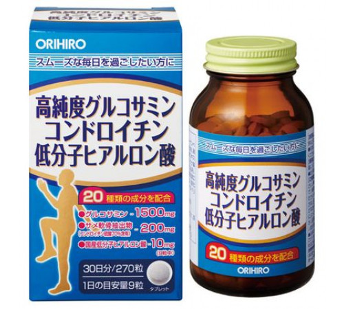ORIHIRO Glucosamine, Chondroitin, Hyaluronic Acid Высокоочищенный глюкозамин, хондроитин, низкомолекулярная гиалуроновая кислота ORIHIRO Glucosamine, Chondroitin, Hyaluronic Acid Высокоочищенный глюкозамин, хондроитин, низкомолекулярная гиалуроновая кислота