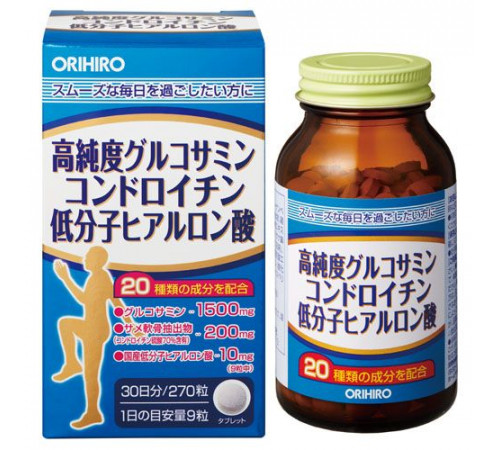 ORIHIRO Glucosamine, Chondroitin, Hyaluronic Acid Высокоочищенный глюкозамин, хондроитин, низкомолекулярная гиалуроновая кислота ORIHIRO Glucosamine, Chondroitin, Hyaluronic Acid Высокоочищенный глюкозамин, хондроитин, низкомолекулярная гиалуроновая кислота