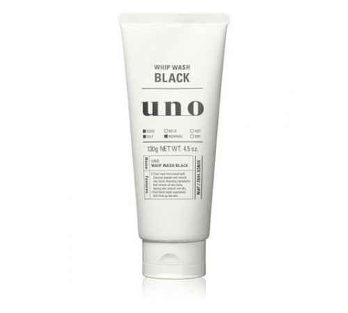 SHISEIDO UNO Whip Wash (Black) Пенка для умывания с древесным углем, для жирной кожи