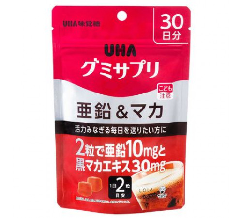 UHA Gummy Supple Zinc & Black Maca Цинк и мака, жевательные витамины со вкусом колы UHA Gummy Supple Zinc & Black Maca Цинк и мака, жевательные витамины со вкусом колы