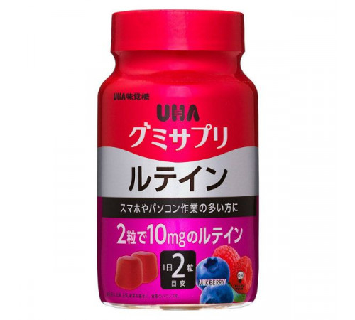 UHA Gummy Supple Lutein Лютеин для зрения, жевательная добавка со вкусом ягод UHA Gummy Supple Lutein Лютеин для зрения, жевательная добавка со вкусом ягод